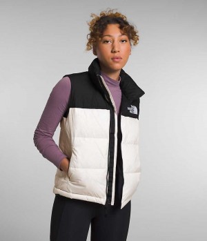 The North Face 1996 Retro Nuptse Dunvest Dame Hvide Sort | DK ZPTGS