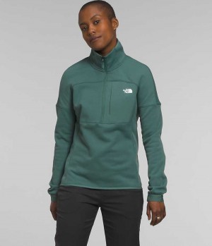 The North Face Canyonlands High Altitude ½-Zip Sweatshirt Dame Grøn | DANMARK FHOLJ