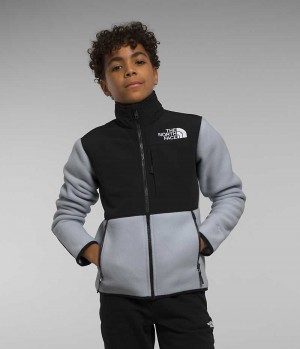 The North Face Denali Fleece Jakker Drenge Sort Grå | DANMARK LAIWU