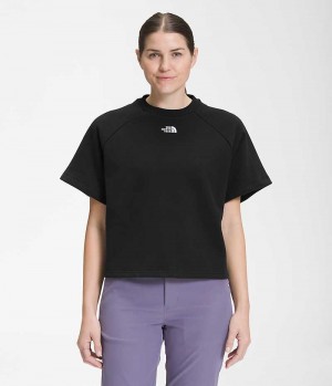 The North Face Kort Sleeve Felted Fleece Crew T-Shirt Dame Sort | DANMARK ZCXDN