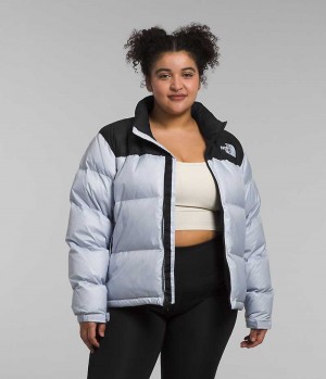 The North Face Plus 1996 Retro Nuptse Dunjakke Dame Lyseblå Sort | DANMARK CTKXQ