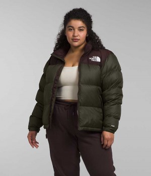 The North Face Plus 1996 Retro Nuptse Dunjakke Dame Grøn Brune | DANMARK ECQBI