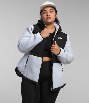 The North Face Plus Denali Hoodie Fleece Jakker Dame Sort Hvide | DANMARK HNBQM