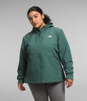 The North Face Plus Shelbe Raschel Hoodie Softshell Jakke Dame Grøn | DANMARK IEBFM