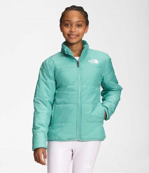 The North Face Reversible Mossbud Fleece Jakker Pige Turkis | DANMARK WJVIH