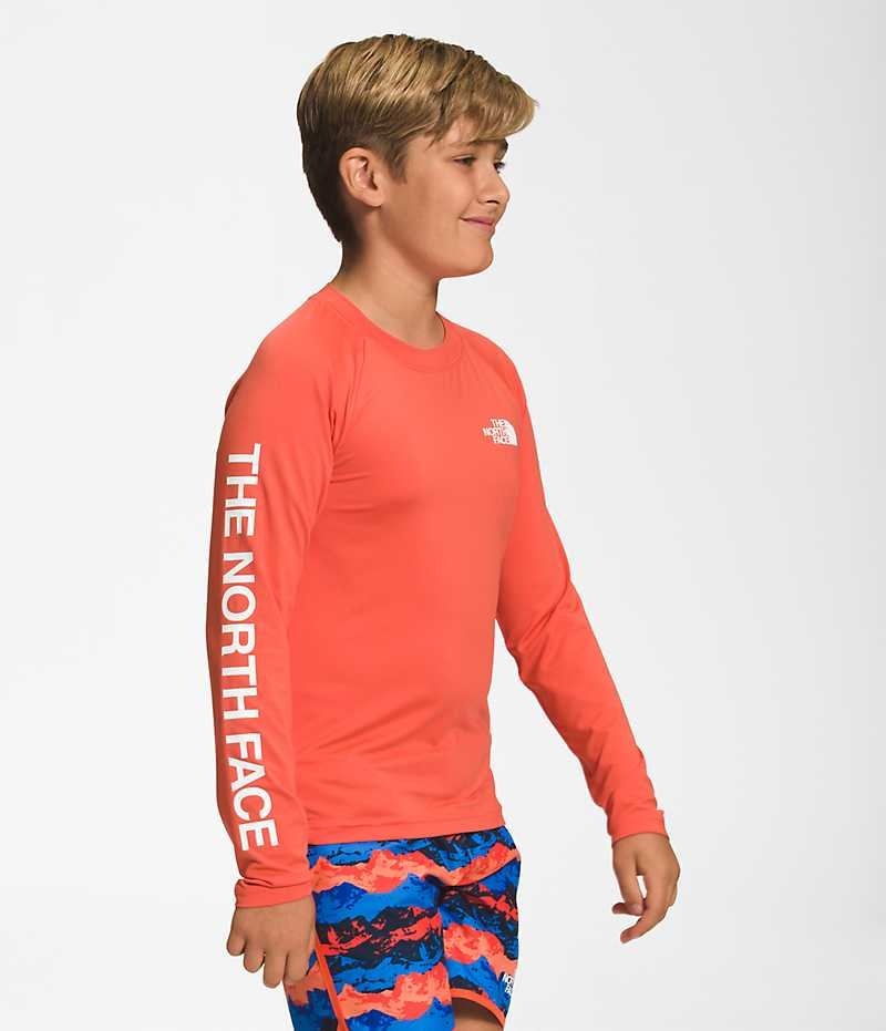 The North Face Amphibious Long Sleeve Sun T-Shirt Drenge Orange | DANMARK GIOKS