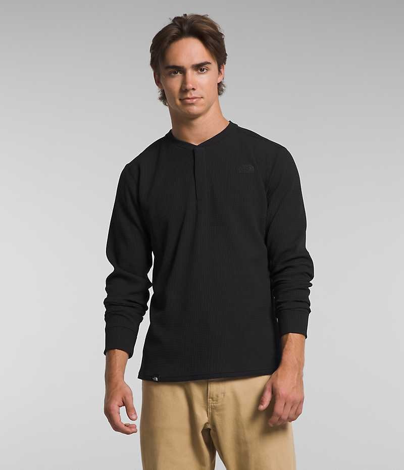 The North Face Canyon Fog Thermal Long Sleeve Henley T-Shirt Herre Sort | DK MNQRP