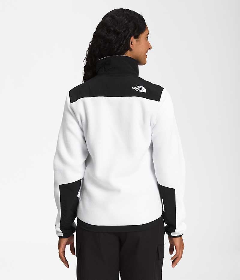 The North Face Denali Fleece Jakker Dame Hvide Sort | DK GZQOP