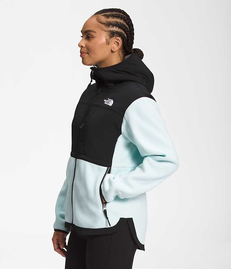 The North Face Denali Hoodie Fleece Jakker Dame Sort Turkis | DANMARK BTKZP