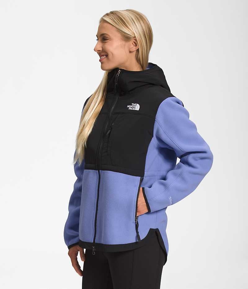 The North Face Denali Hoodie Fleece Jakker Dame Sort Blå | DK SWXYH