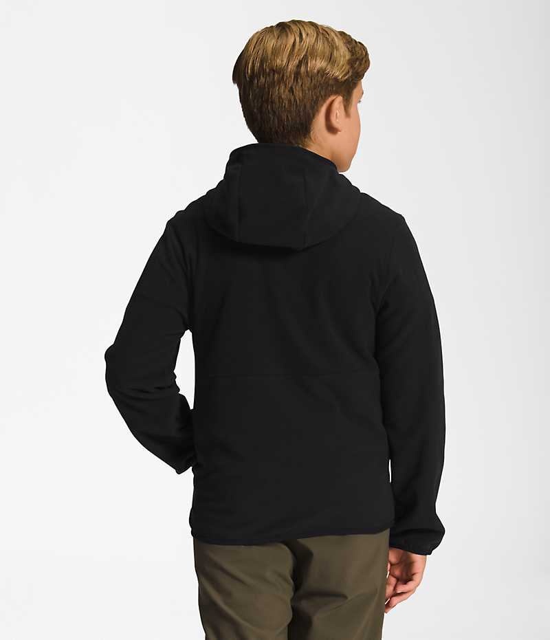 The North Face Glacier Full-Zip Hætte Fleece Jakker Drenge Sort | DK ZECXQ