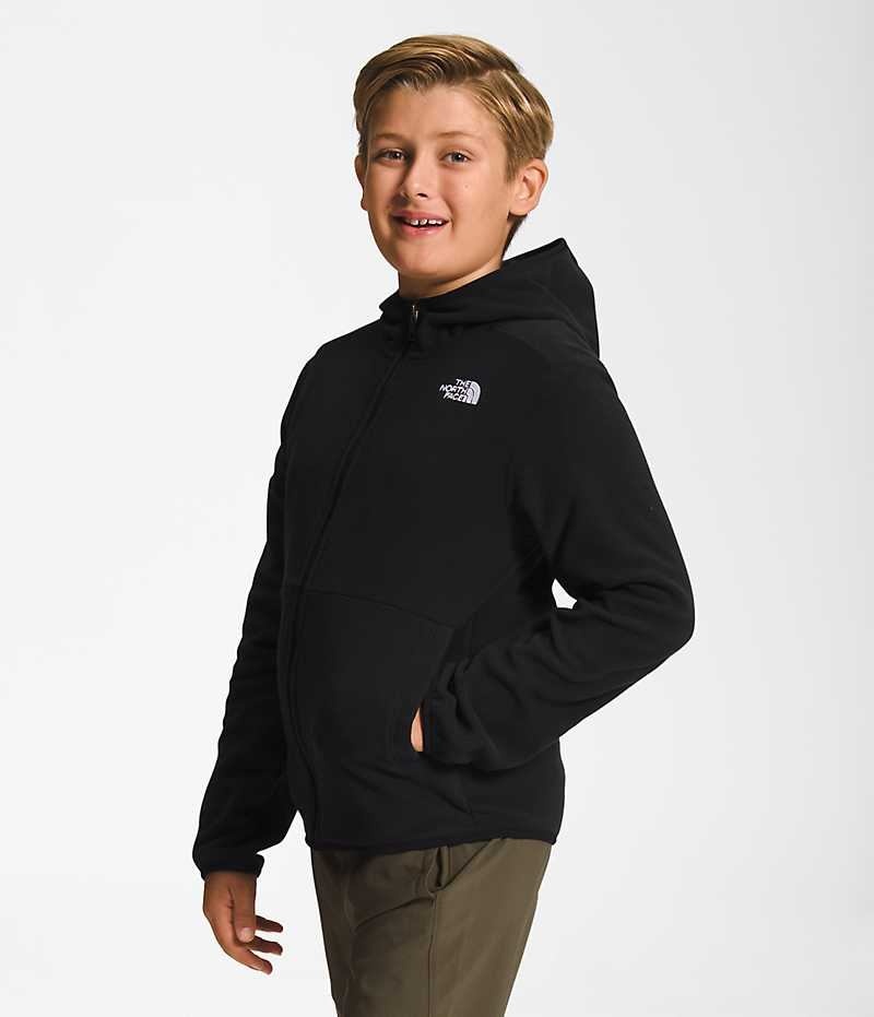 The North Face Glacier Full-Zip Hætte Fleece Jakker Drenge Sort | DK ZECXQ