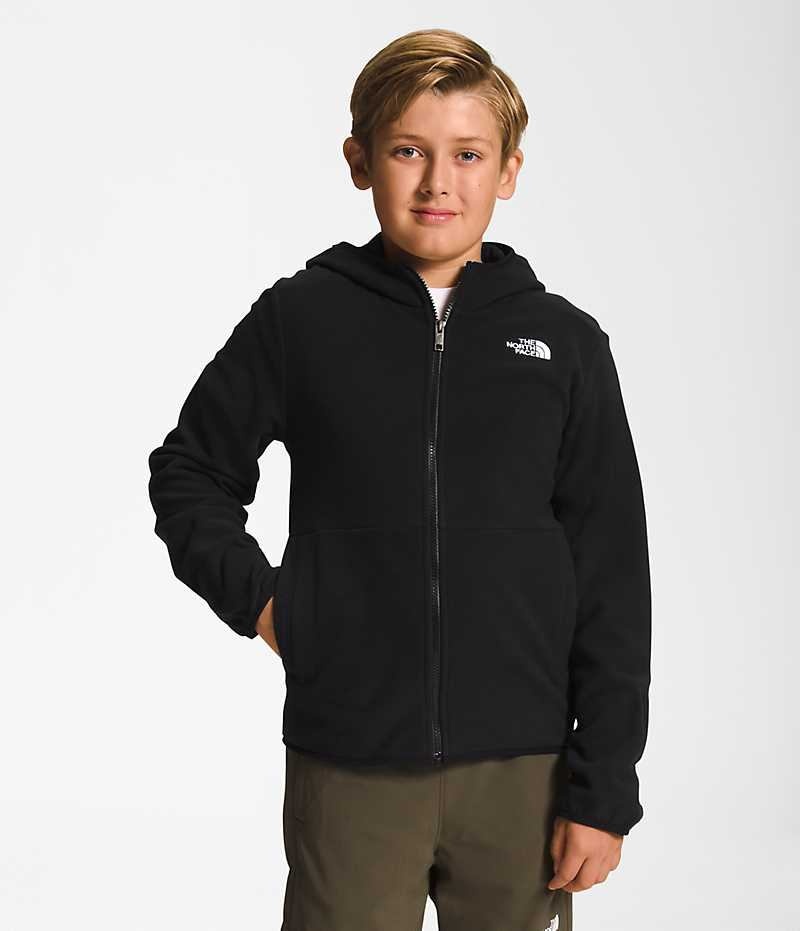 The North Face Glacier Full-Zip Hætte Fleece Jakker Drenge Sort | DK ZECXQ