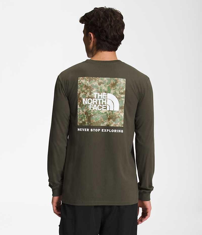 The North Face Long Sleeve Box NSE T-Shirt Herre Olivengrøn | DK XWSAL