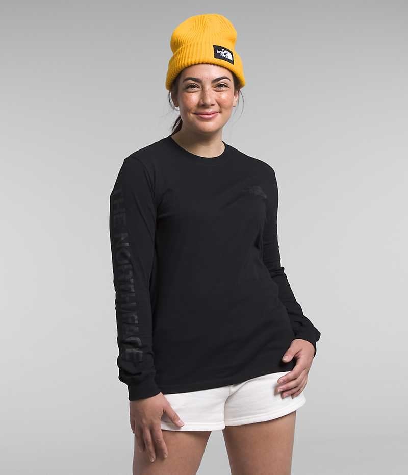 The North Face Long Sleeve Sleeve Hit Grafisk T-Shirt Dame Sort | DK JOYAG