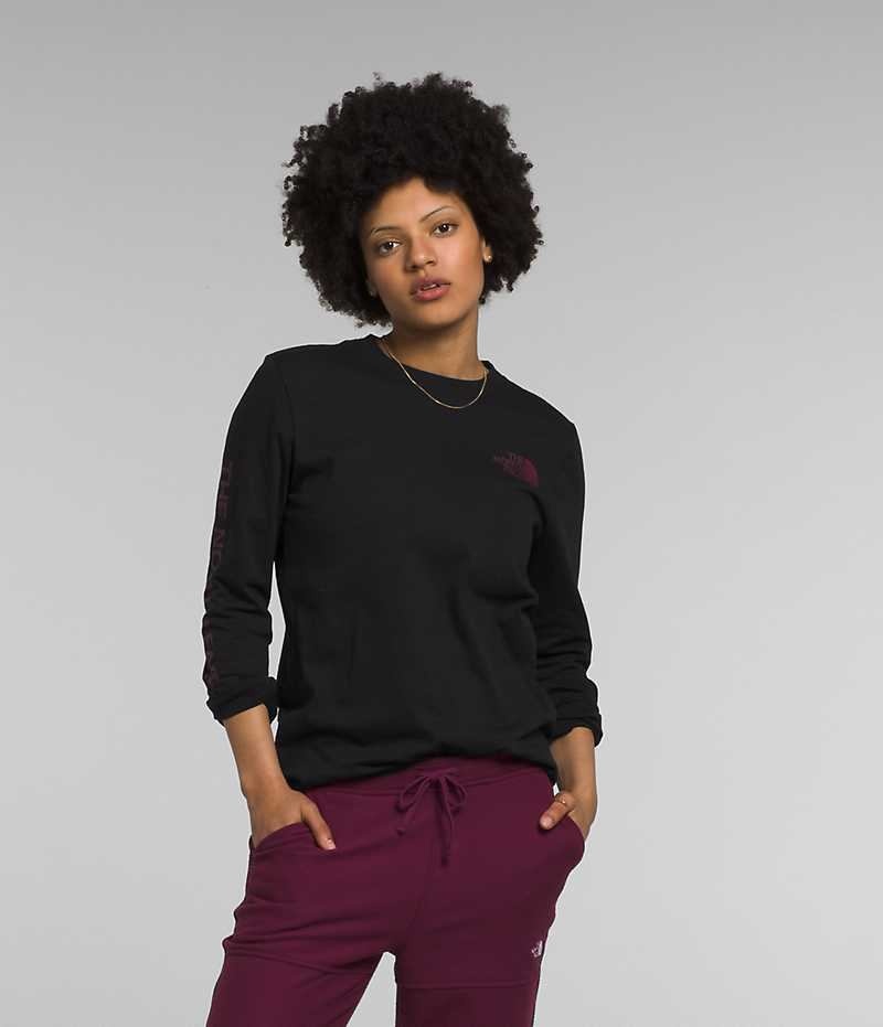 The North Face Long Sleeve Sleeve Hit Grafisk T-Shirt Dame Sort | DANMARK QMKJY