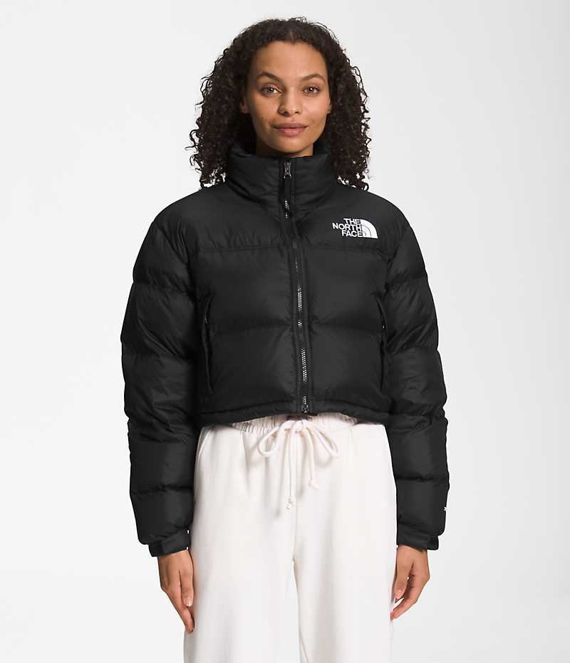 The North Face Nuptse Kort Dunjakke Dame Sort | DANMARK EAXMS