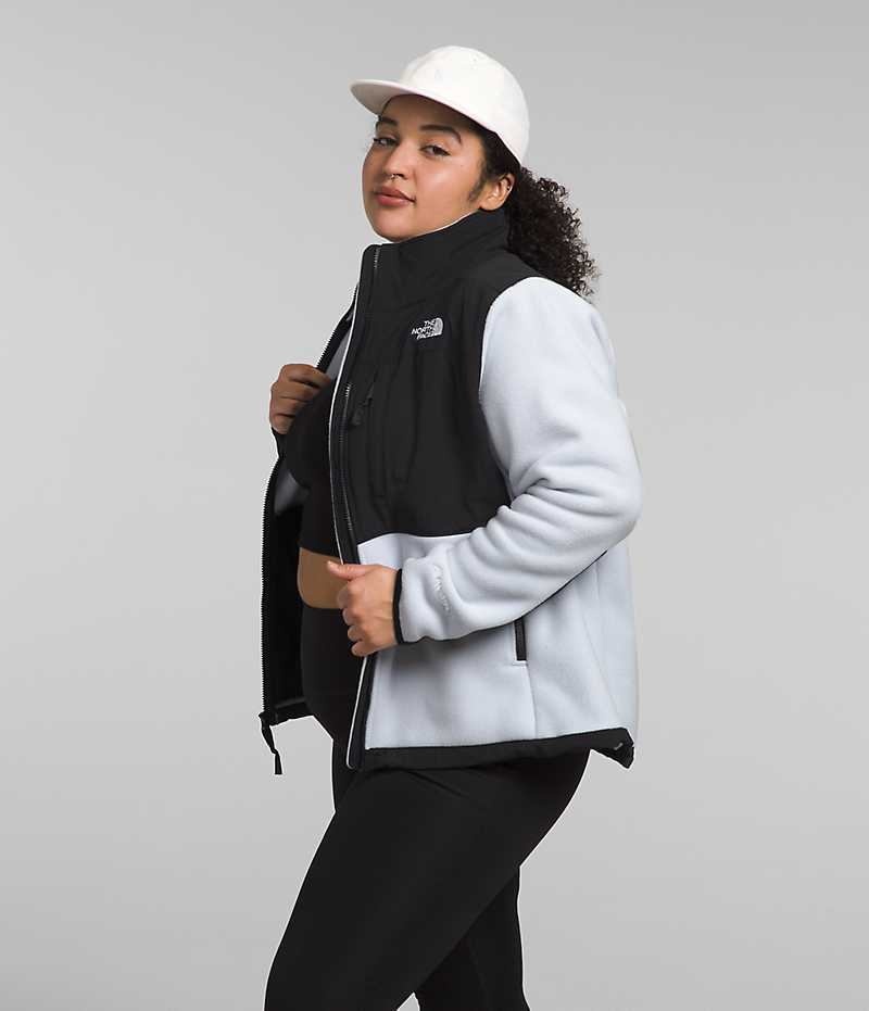 The North Face Plus Denali Fleece Jakker Dame Sort Hvide | DANMARK OBPGY