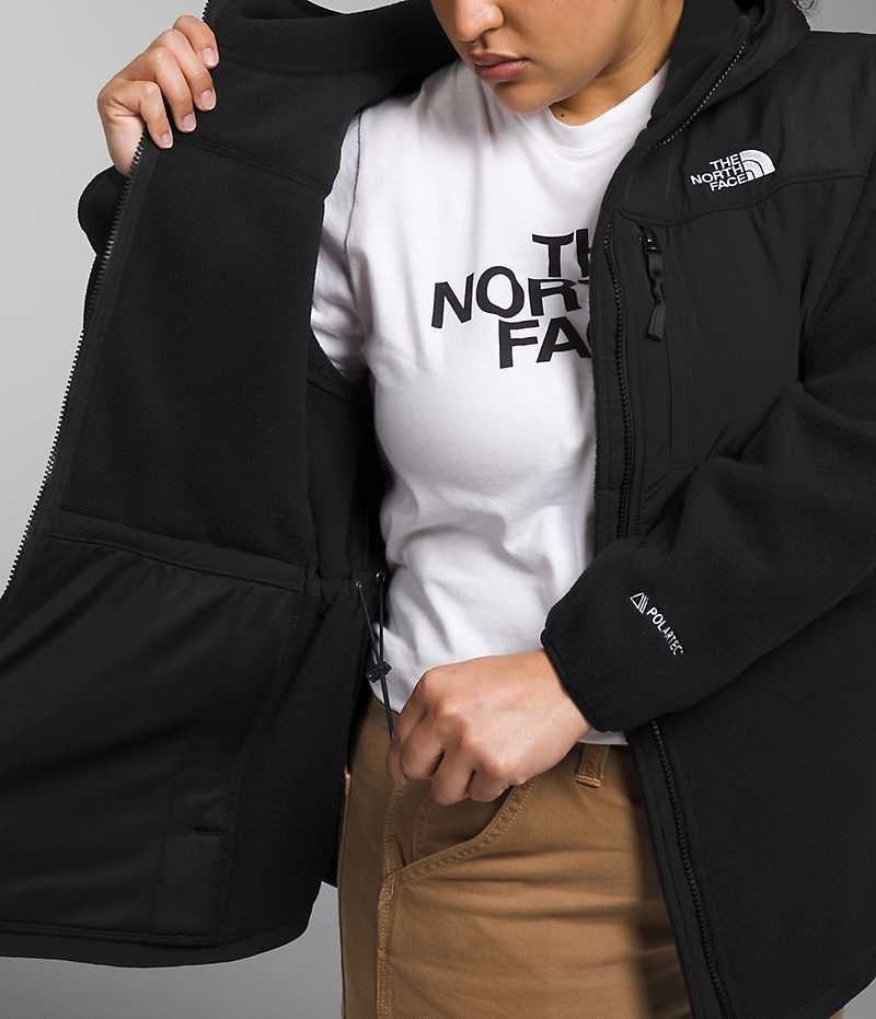 The North Face Plus Denali Hoodie Fleece Jakker Dame Sort | DK BGDHT