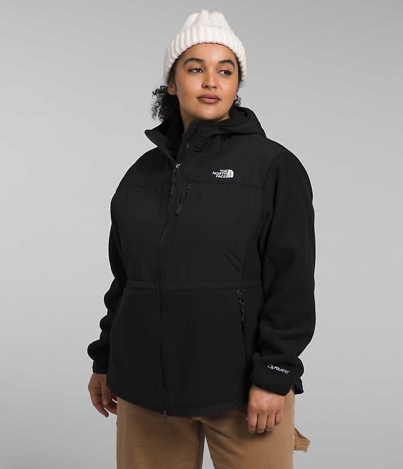 The North Face Plus Denali Hoodie Fleece Jakker Dame Sort | DK BGDHT