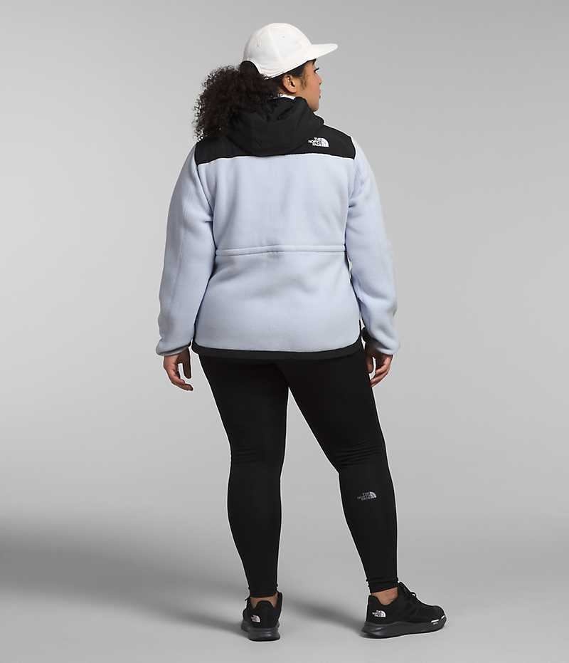 The North Face Plus Denali Hoodie Fleece Jakker Dame Sort Hvide | DANMARK HNBQM