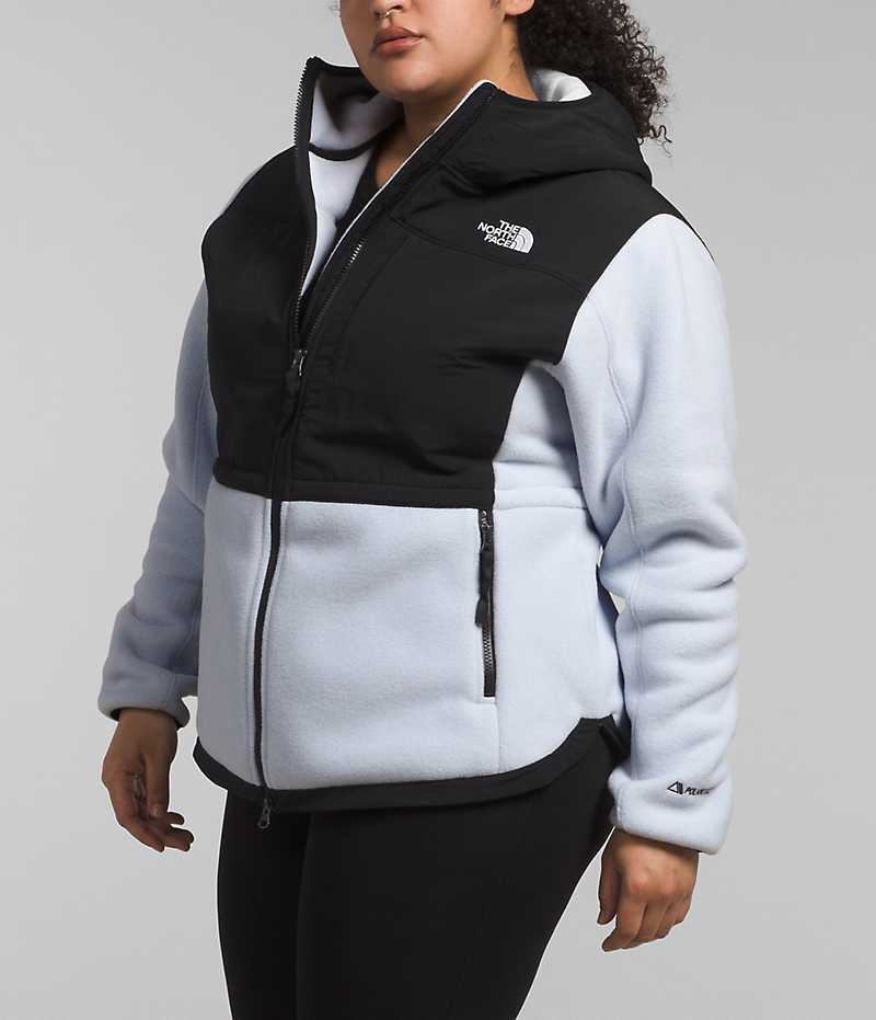 The North Face Plus Denali Hoodie Fleece Jakker Dame Sort Hvide | DANMARK HNBQM