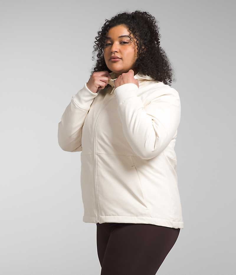 The North Face Plus Shelbe Raschel Hoodie Softshell Jakke Dame Hvide | DANMARK FTOVH