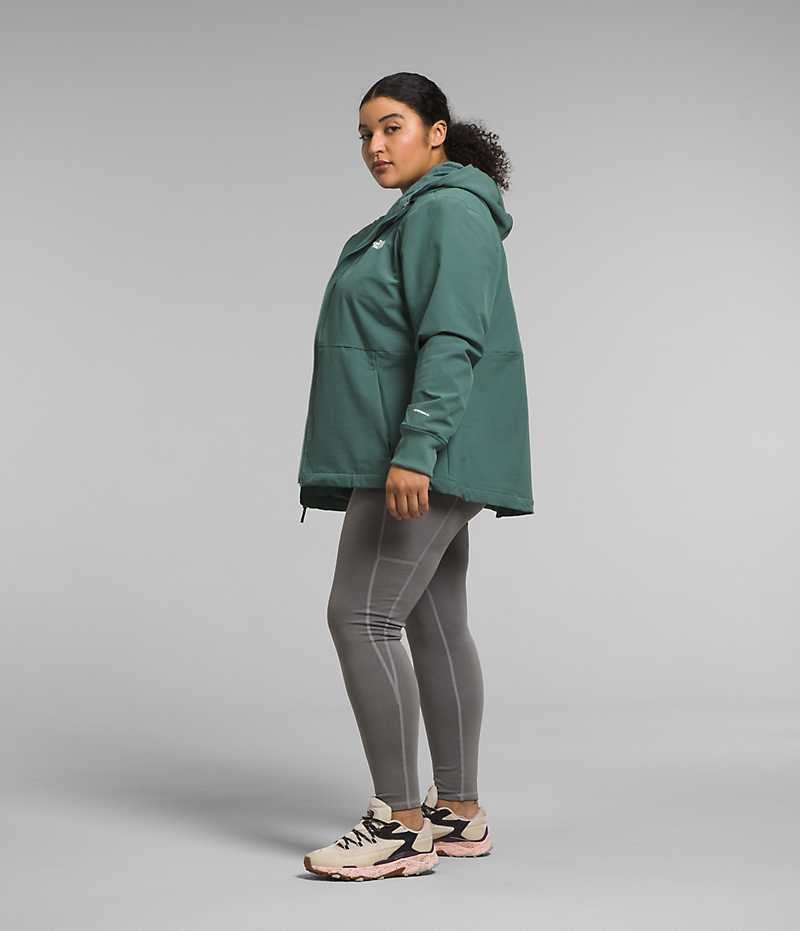 The North Face Plus Shelbe Raschel Hoodie Softshell Jakke Dame Grøn | DANMARK IEBFM