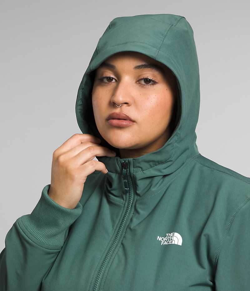 The North Face Plus Shelbe Raschel Hoodie Softshell Jakke Dame Grøn | DANMARK IEBFM