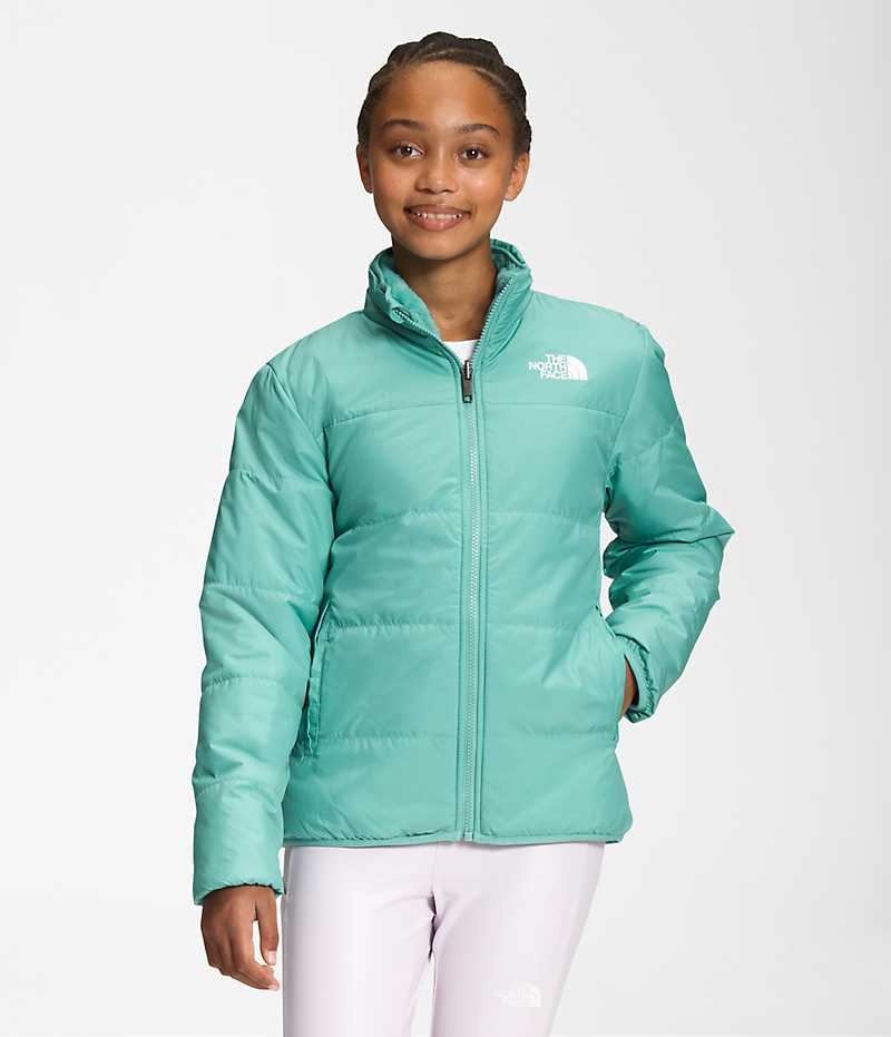 The North Face Reversible Mossbud Fleece Jakker Pige Turkis | DANMARK WJVIH