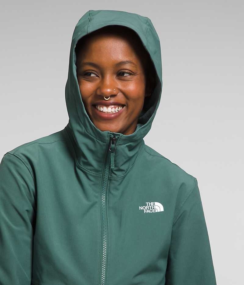 The North Face Shelbe Raschel Hoodie Softshell Jakke Dame Grøn | DANMARK HJUMY