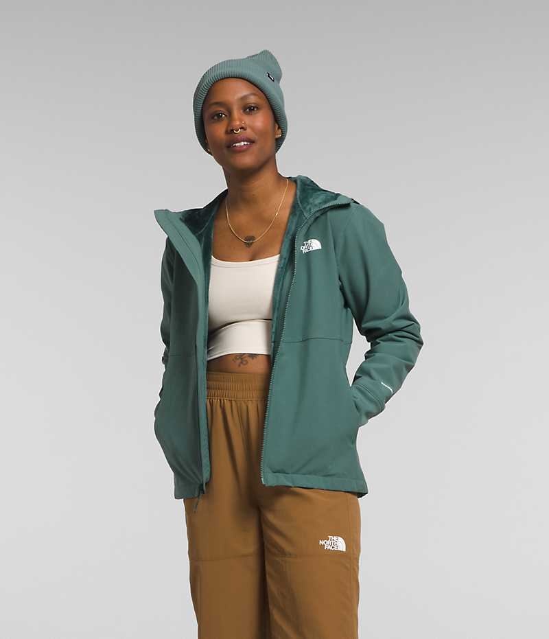 The North Face Shelbe Raschel Hoodie Softshell Jakke Dame Grøn | DANMARK HJUMY