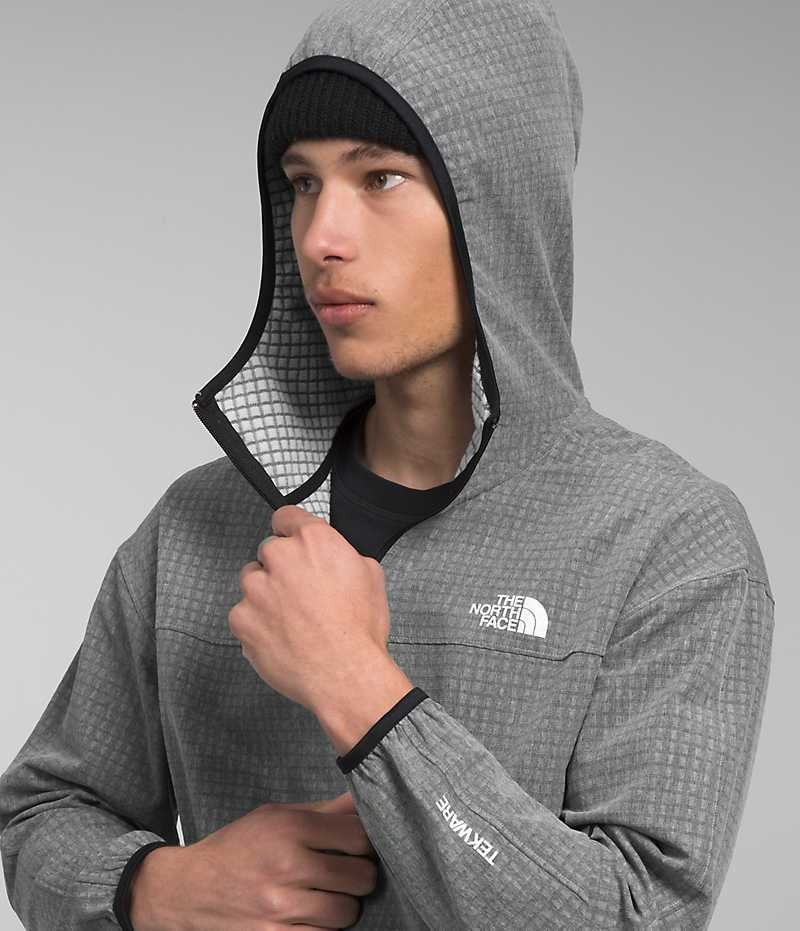 The North Face Tekware™ Grid Hoodie Fleece Jakker Herre Grå | DANMARK AQUBL