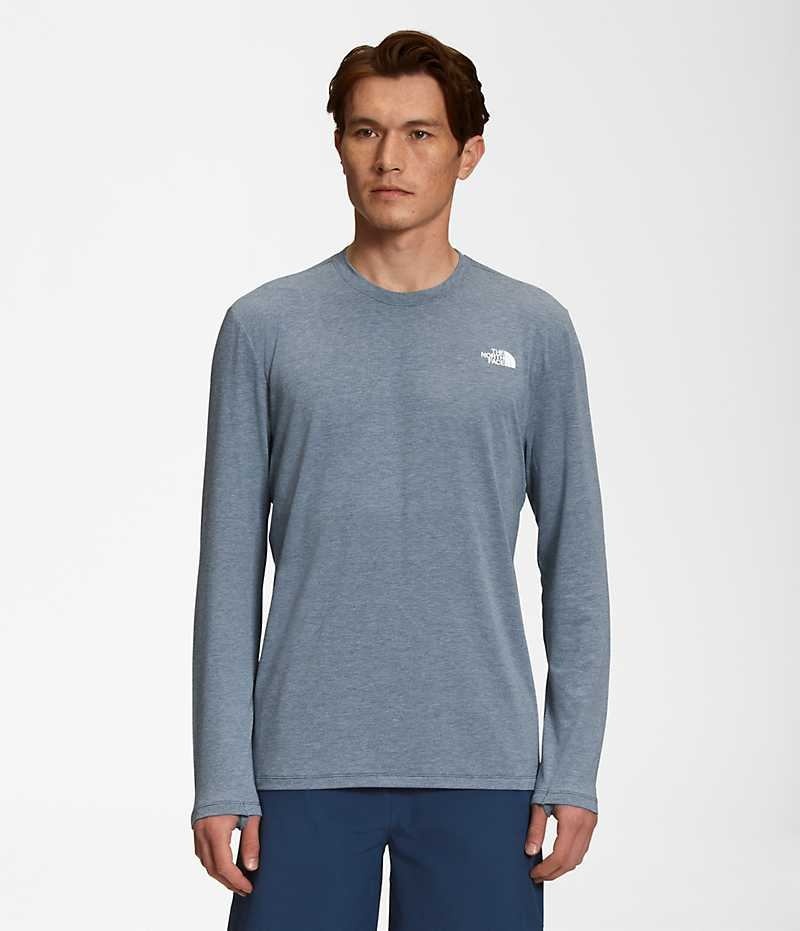 The North Face Wander Long Sleeve T-Shirt Herre Blå | DANMARK JYNPG